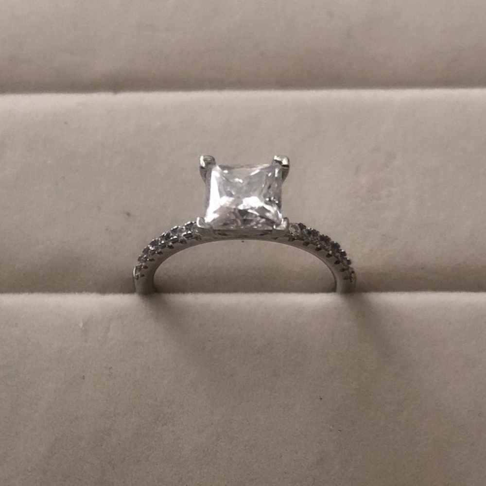 925 Sterling Silver Moissanite Ring Princess-Cut